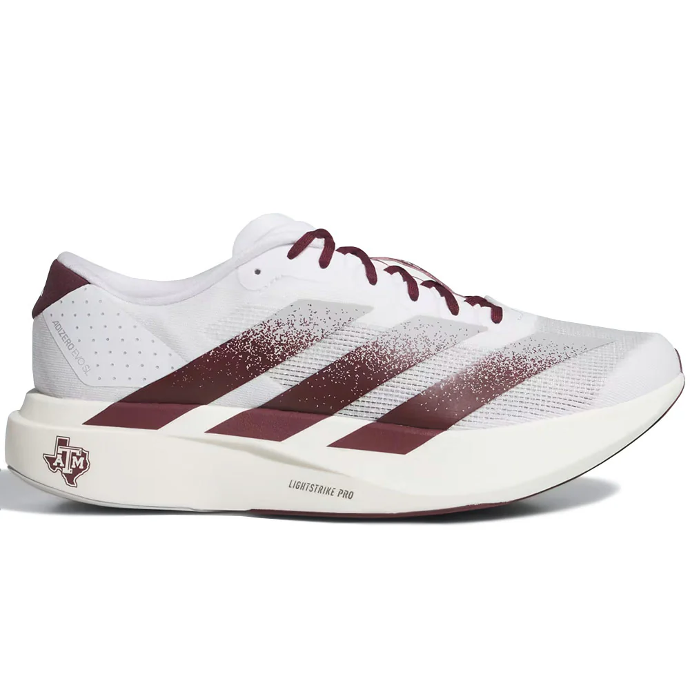 Ncaa x White Adizero EVO SL Shoes 'Cloud White / Team Maroon / Stone'