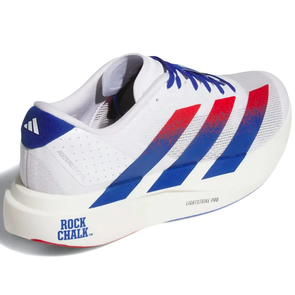 Ncaa x White Kansas Jayhawks Adizero EVO SL Shoes 'Cloud White / Collegiate Royal / Team Power Red' - Image 3