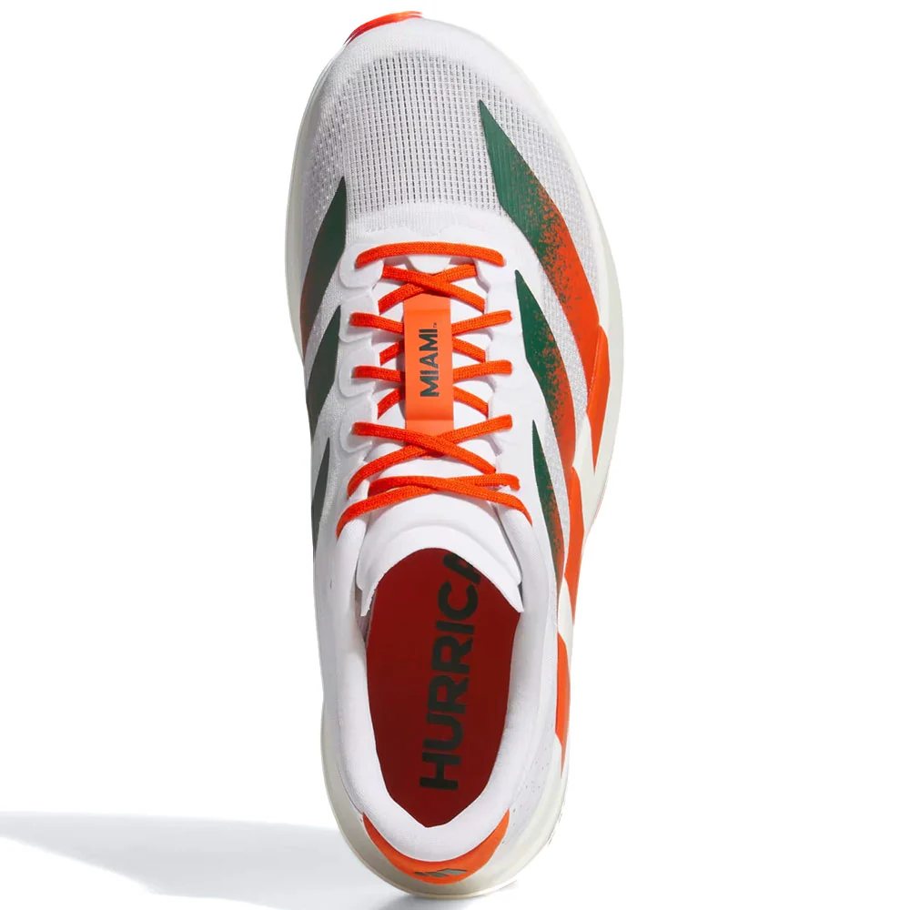 Ncaa x White Miami Hurricanes Adizero EVO SL Shoes 'Cloud White / Dark Green / Collegiate Orange' - Image 2