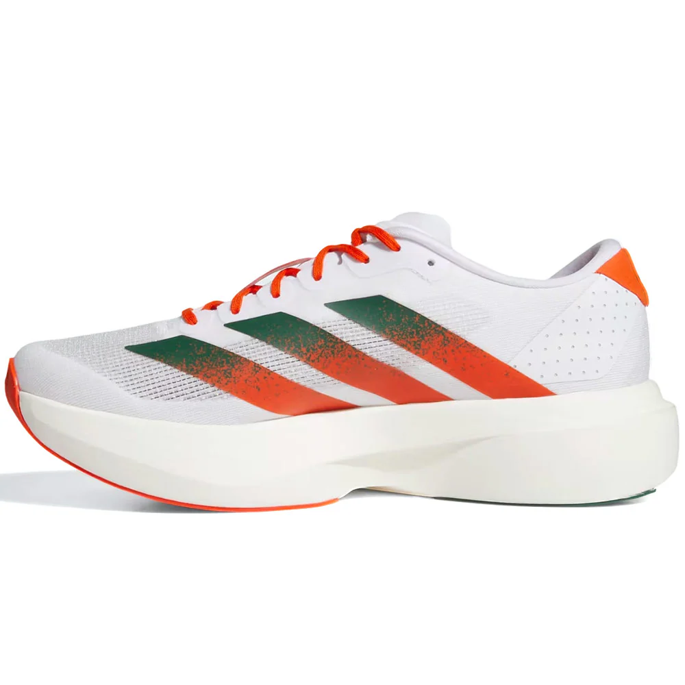 Ncaa x White Miami Hurricanes Adizero EVO SL Shoes 'Cloud White / Dark Green / Collegiate Orange' - Image 6