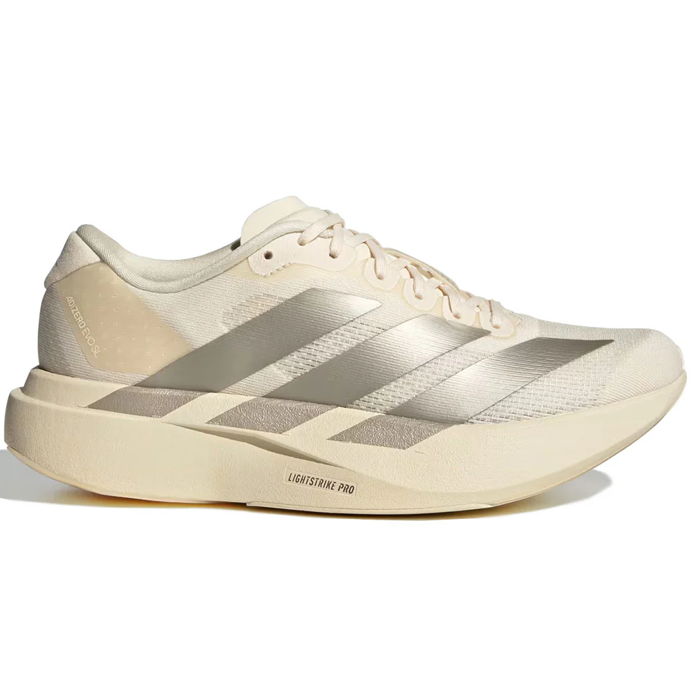Adidas | Women's White Adizero EVO SL Shoes 'Wonder White / Cyber Metallic / Warm Vanilla'
