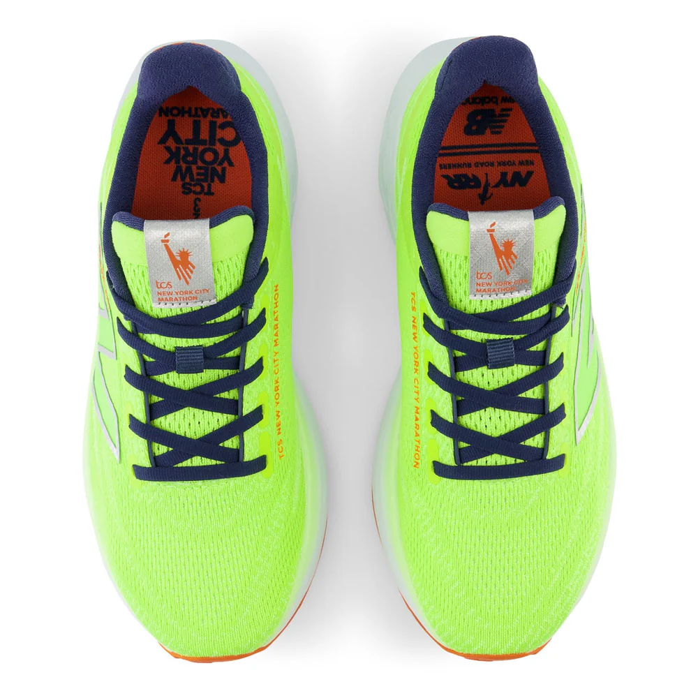 Women's TCS NYC Marathon Fresh Foam X 1080v13 in Thirty Watt / Bleached Lime Glow / Navy - Image 3