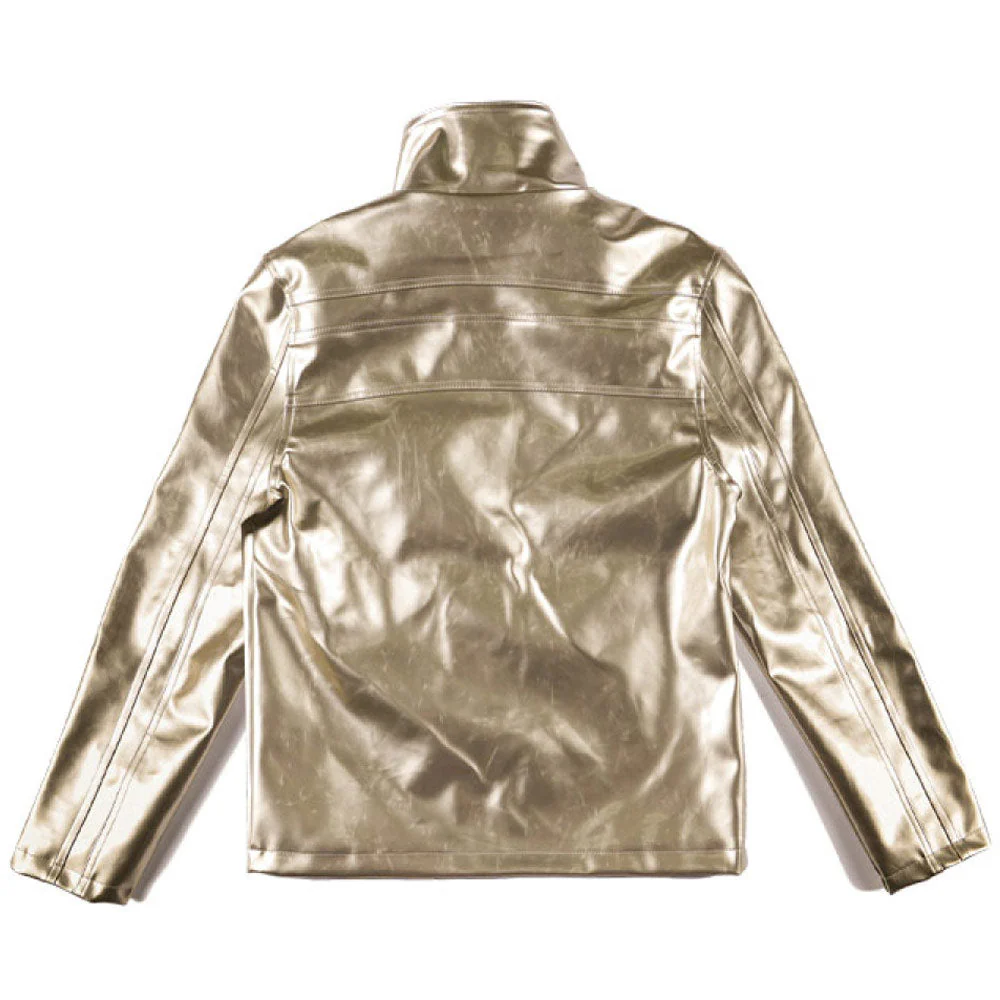 Woven Fitted Biker Jacket 'Gold' - Image 2